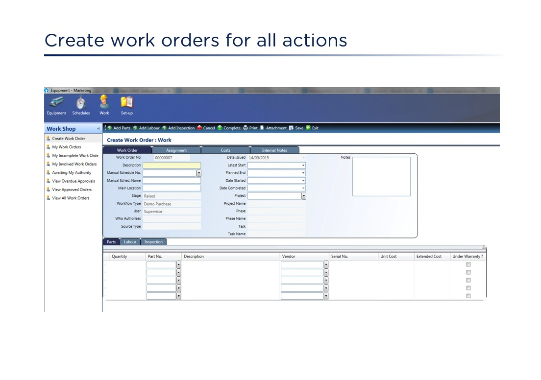 Work Order Creation in FMIS