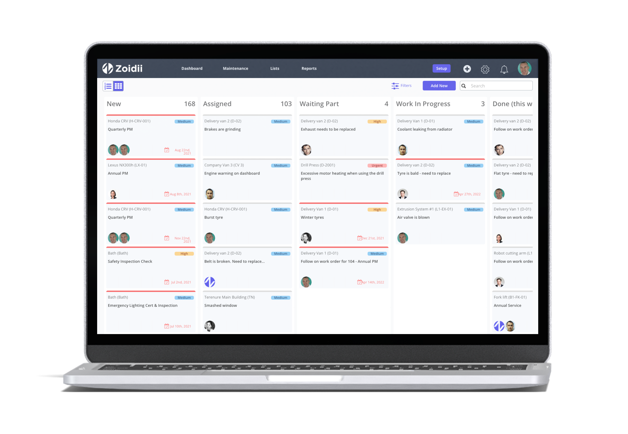 Work Order Kanban View
